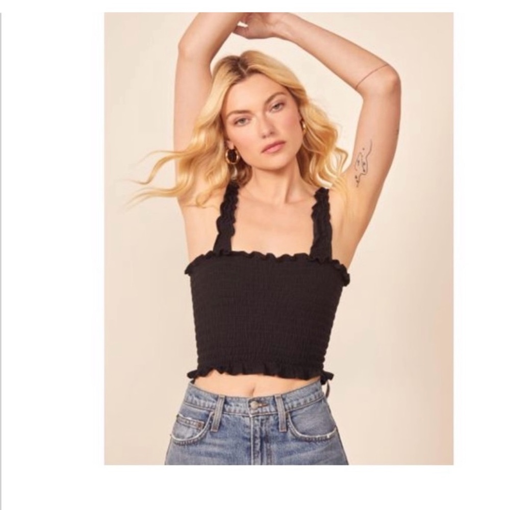 Reformation Lenore Black Crop Top